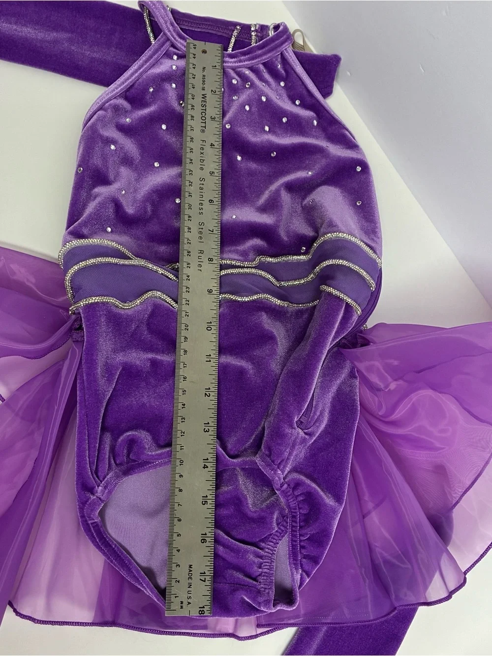 Weissman Showtime Amethyst Ballet Dance Costume 7/8 Gloves Pageant Sequin #16742